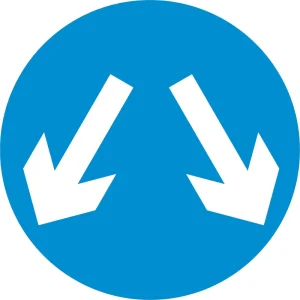 Vehicles may pass either side