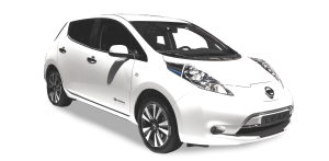 white nissan leaf