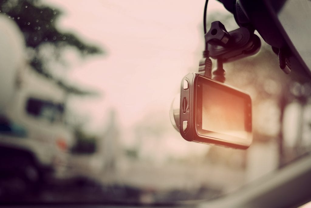 dash cam in a car window