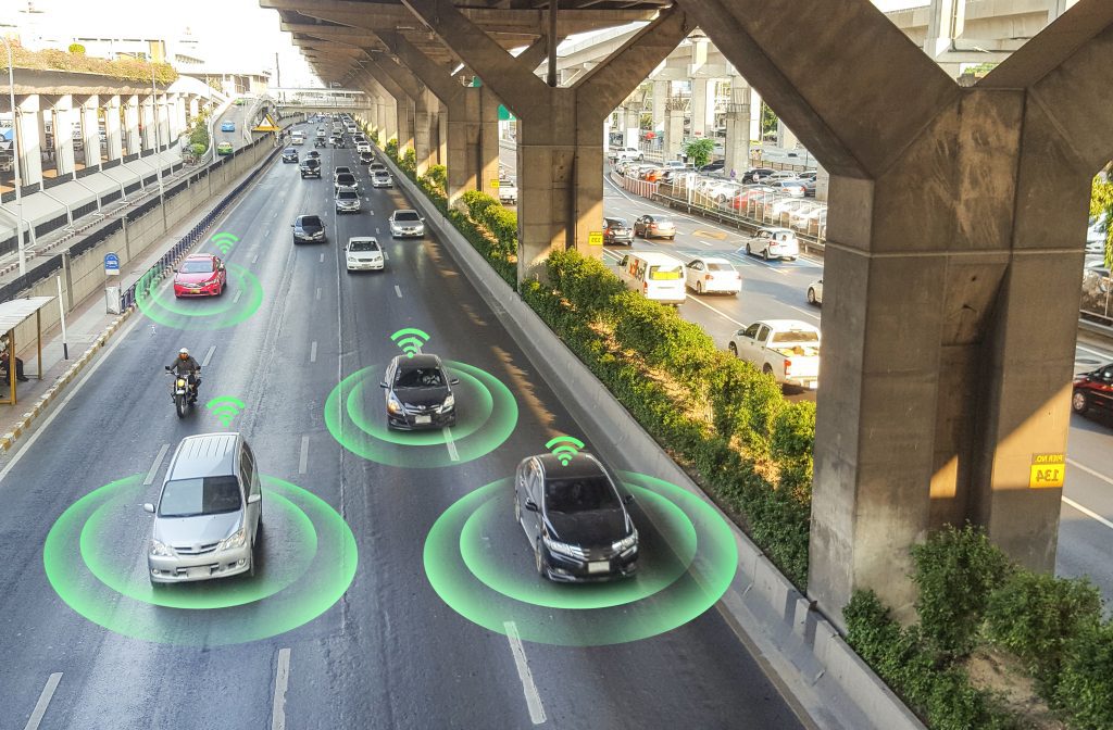 driverless cars on road