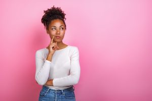 woman thinking about car finance