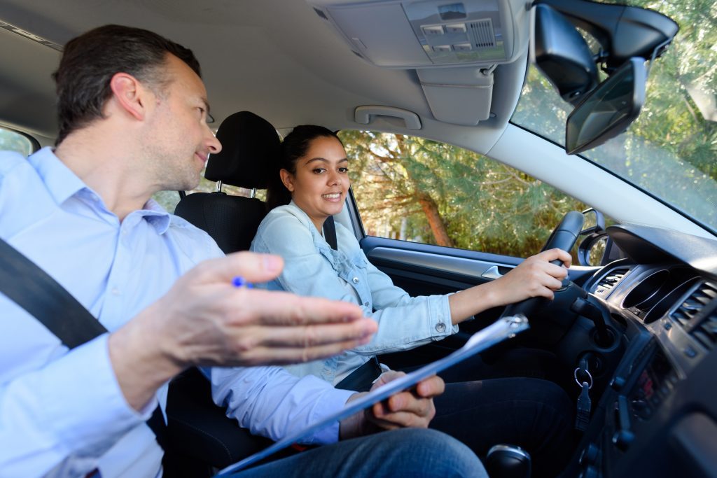 young woman learning to drive