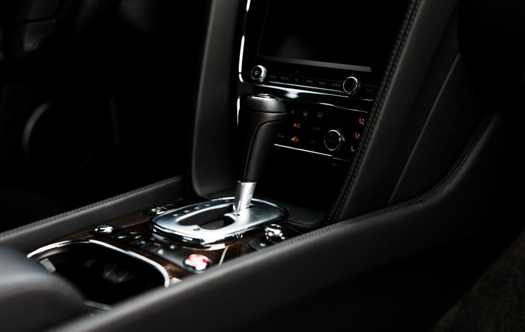 Black automatic car interior