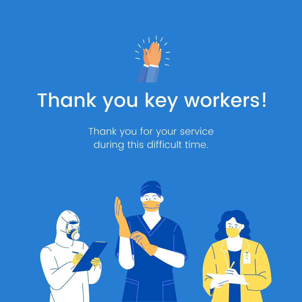 Copy of Violet and White Covid-19 Illustrative Frontliners Twitter Post covid-19 thank you key workers