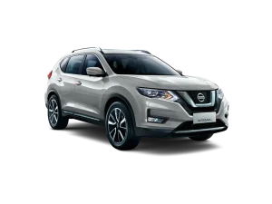 White Nissan Micra Nissan X-Trail in grey