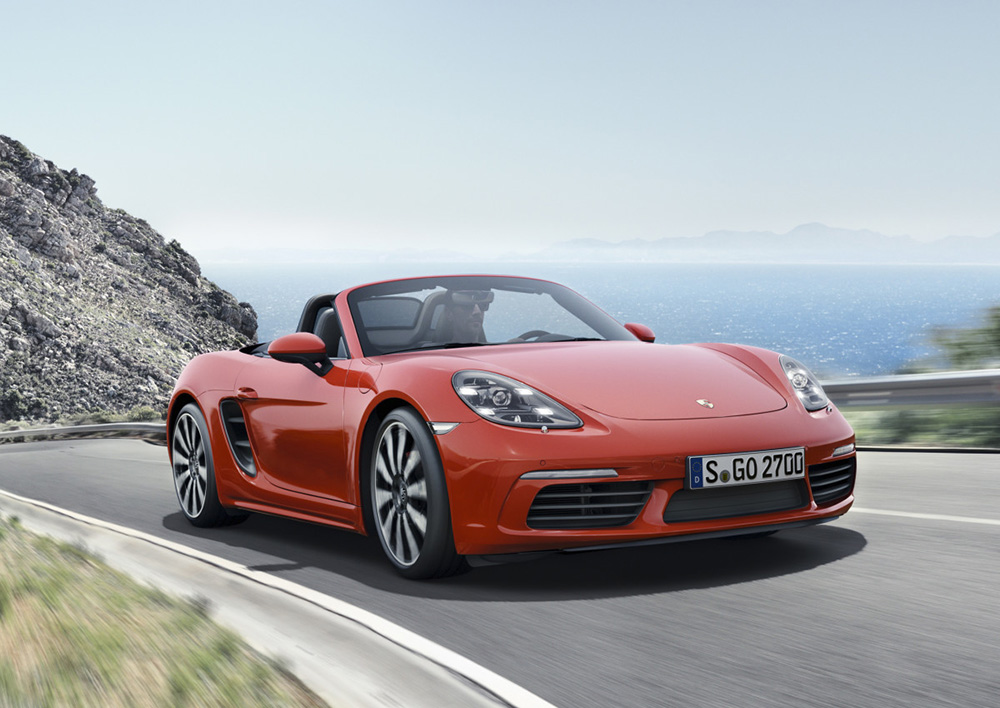 Orange Red Porsche 718 Boxster