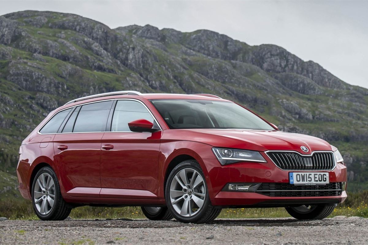 Red Skoda Superb Estate