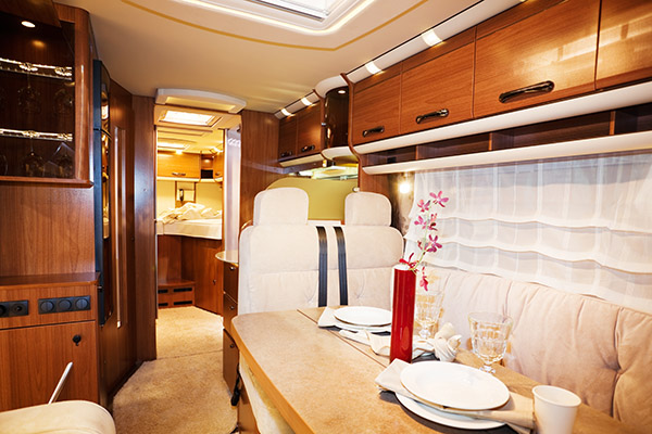 Inside a caravan