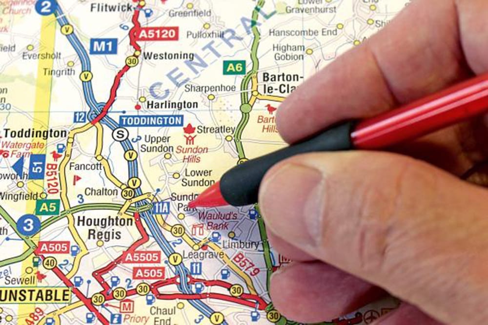road map in emergency roadside kit