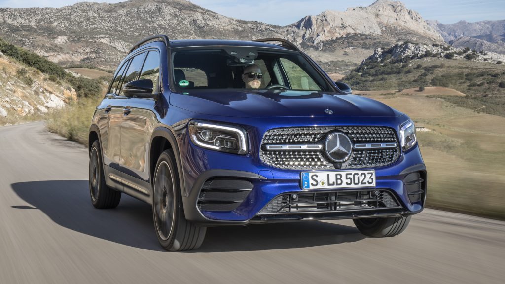 Blue Volkswagen Touran mercedes GLB