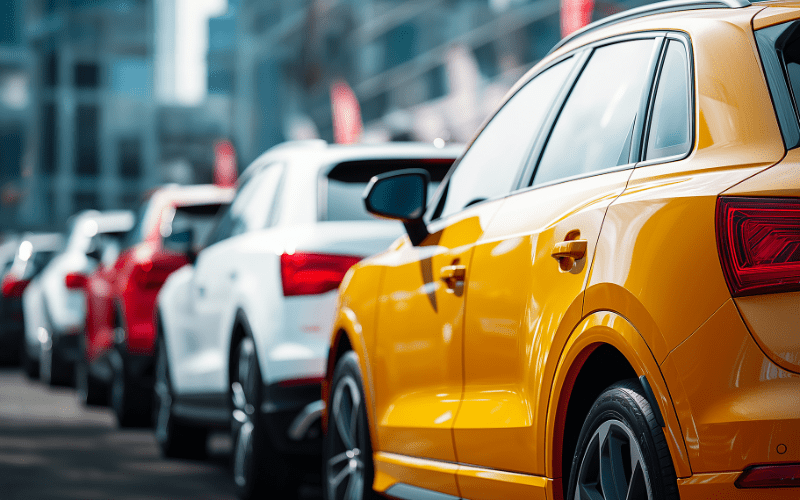 nearly new cars in a row