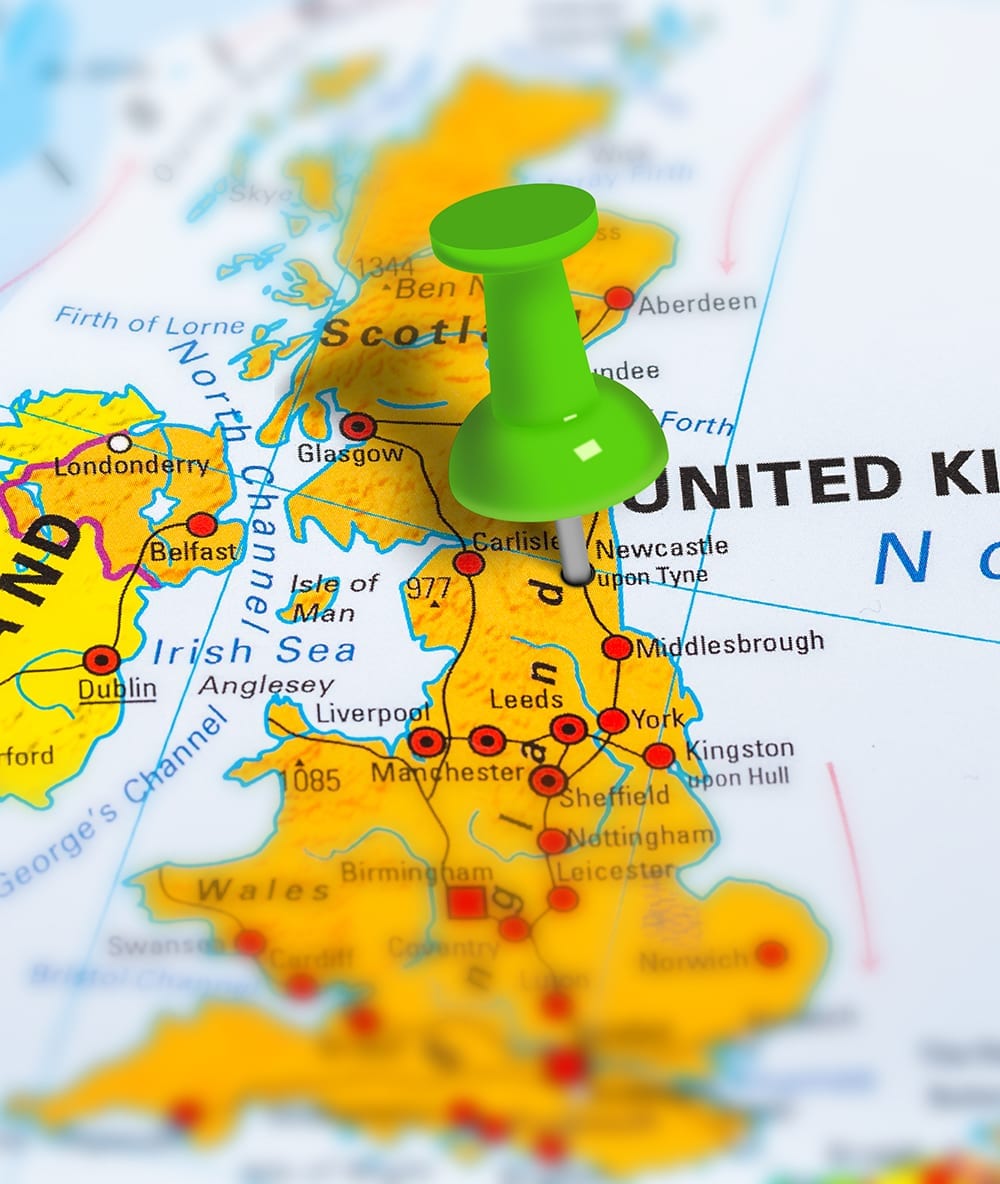 Map of Refused Car Finance Locations UK map