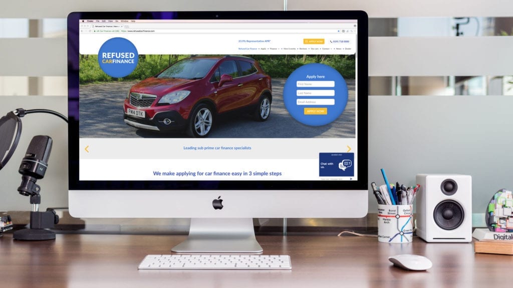 New Refused Car Finance Website on Mac Screen