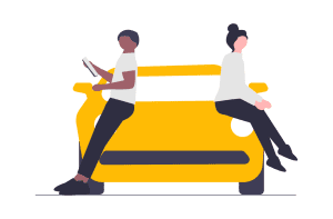 man and woman choosing car from UK dealer