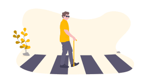 blind man crossing road