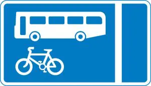 with flow bus cycle lane road sign